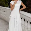 VESTIDO GIULIA LONGO BABADOS SAIA - OFF WHITE