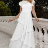 VESTIDO GIULIA LONGO BABADOS SAIA - OFF WHITE