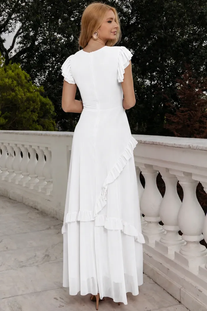 VESTIDO GIULIA LONGO BABADOS SAIA - OFF WHITE