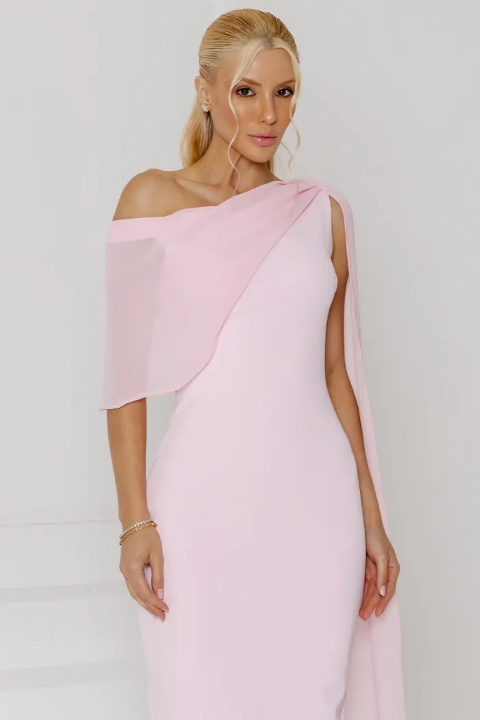 VESTIDO ZOE MIDI TUBINHO DETALHE OMBRO FAIXA - ROSA