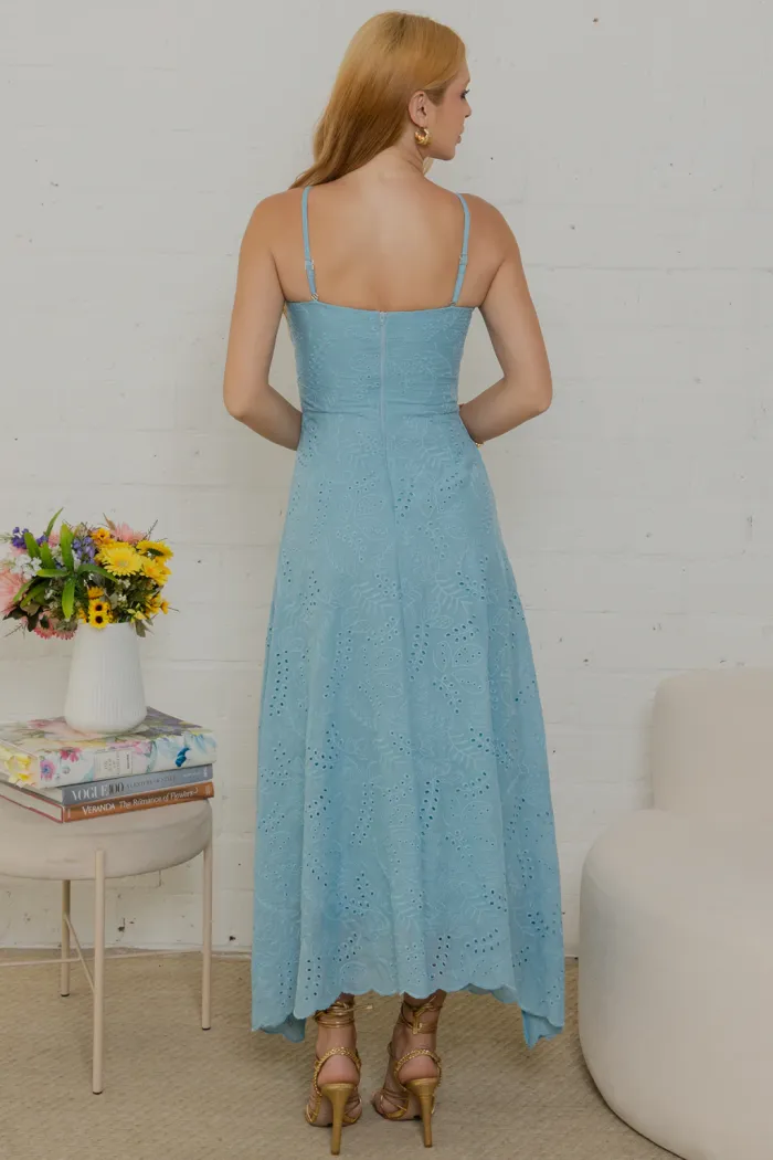 VESTIDO NATÁLIA LAISE COM PELERINE - AZUL