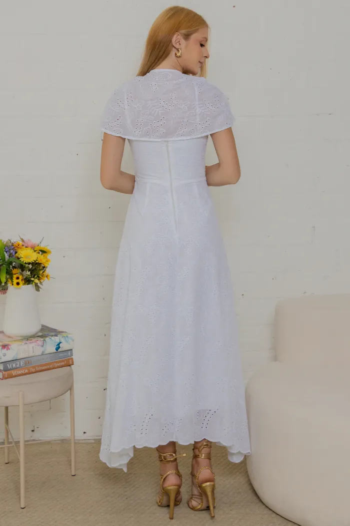 VESTIDO NATÁLIA LAISE COM PELERINE - OFF WHITE