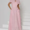 VESTIDO NATÁLIA LAISE COM PELERINE - ROSA
