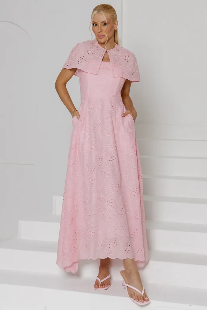 VESTIDO NATÁLIA LAISE COM PELERINE - ROSA