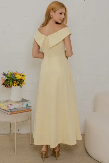 VESTIDO MIDI RODADO MIRIAM OMBRO A OMBRO - AMARELO