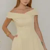 VESTIDO MIDI RODADO MIRIAM OMBRO A OMBRO - AMARELO
