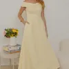 VESTIDO MIDI RODADO MIRIAM OMBRO A OMBRO - AMARELO