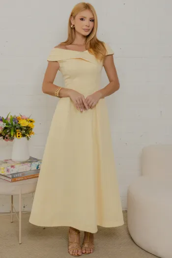 VESTIDO MIDI RODADO MIRIAM OMBRO A OMBRO - AMARELO