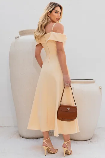VESTIDO CLARITA MIDI OMBRO A OMBRO COM ALÇA - AMARELO