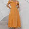 VESTIDO CLARITA MIDI OMBRO A OMBRO COM ALÇA - LARANJA
