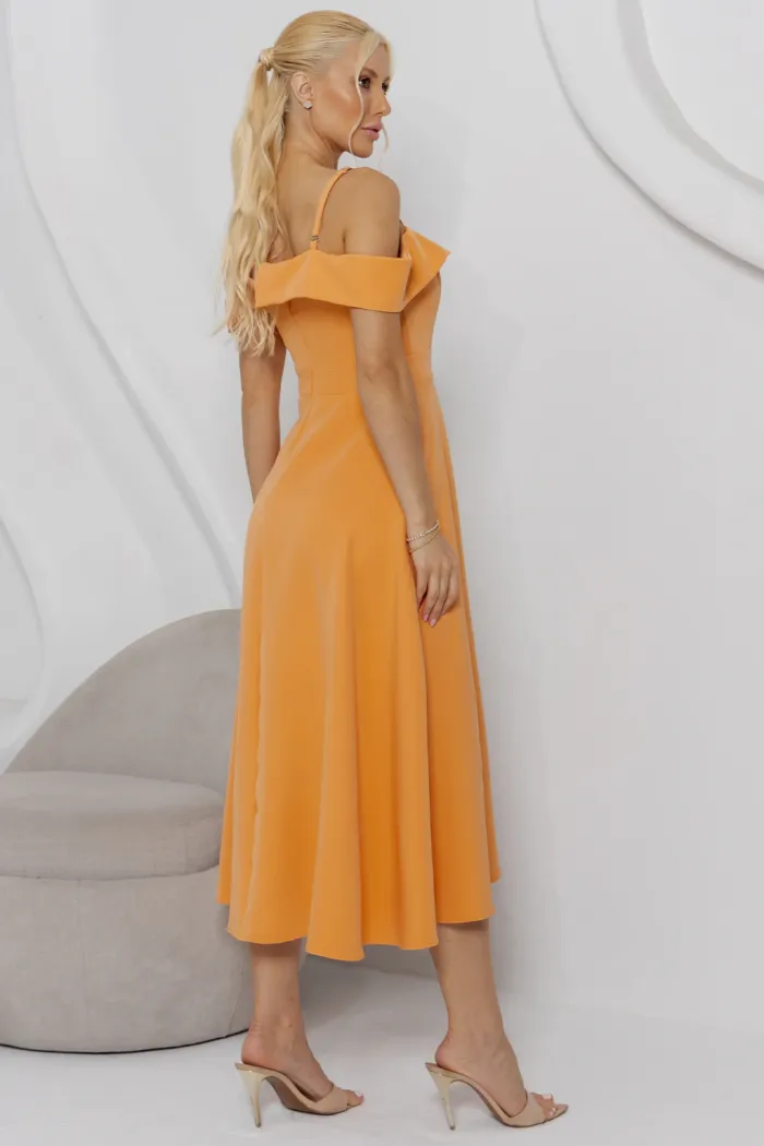 VESTIDO CLARITA MIDI OMBRO A OMBRO COM ALÇA - LARANJA