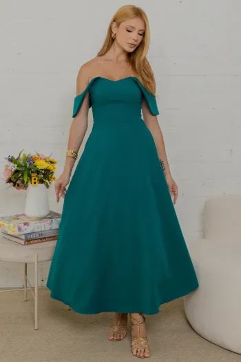 VESTIDO ANA MIDI OMBRO A OMBRO - VERDE