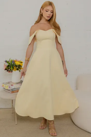 VESTIDO ANA MIDI OMBRO A OMBRO - AMARELO