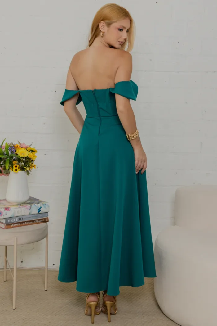 VESTIDO ANA MIDI OMBRO A OMBRO - VERDE