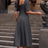 VESTIDO BALI MIDI MANGA BUFANTE - CINZA
