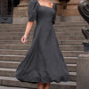 VESTIDO BALI MIDI MANGA BUFANTE - CINZA