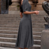 VESTIDO BALI MIDI MANGA BUFANTE - CINZA