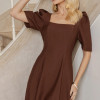 VESTIDO BALI MIDI MANGA BUFANTE - MARROM