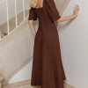VESTIDO BALI MIDI MANGA BUFANTE - MARROM