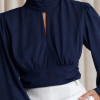 BLUSA CROPPED SIENA CHIFFON MANGA LONGA - AZUL MARINHO