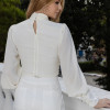 BLUSA CROPPED SIENA CHIFFON MANGA LONGA - OFF WHITE