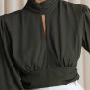 BLUSA CROPPED SIENA CHIFFON MANGA LONGA - VERDE