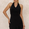 VESTIDO CAROLINE LONGO BABADOS NA SAIA - PRETO