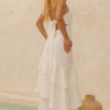 VESTIDO CAROLINE LONGO BABADOS NA SAIA - OFF WHITE