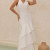 VESTIDO CAROLINE LONGO BABADOS NA SAIA - OFF WHITE