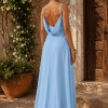 VESTIDO MARISOL LONGO DECOTE DEGAGÊ ALÇAS - AZUL SERENITY