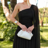 VESTIDO LONGO RUBI UM OMBRO CAPA DRAPEADO - PRETO