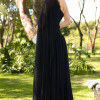 VESTIDO LONGO RUBI UM OMBRO CAPA DRAPEADO - PRETO