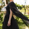 VESTIDO LONGO RUBI UM OMBRO CAPA DRAPEADO - PRETO
