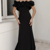 VESTIDO VIOLETA LONGO BABADOS OMBRO A OMBRO - PRETO