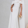 VESTIDO VIOLETA LONGO BABADOS OMBRO A OMBRO - OFF WHITE