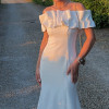 VESTIDO VIOLETA LONGO BABADOS OMBRO A OMBRO - OFF WHITE
