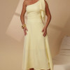 VESTIDO GLÁUCIA UM OMBRO COM LAÇO - AMARELO