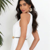 VESTIDO MISS MISSES LONGO CHIFFON GOLA ALTA - OFF WHITE