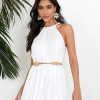 VESTIDO MISS MISSES LONGO CHIFFON GOLA ALTA - OFF WHITE