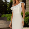 VESTIDO MONICA MIDI COM BABADOS E ALÇA FINA - OFF WHITE
