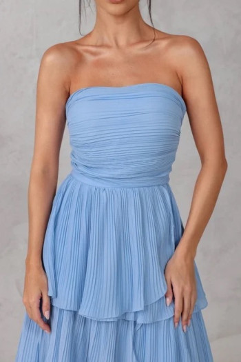VESTIDO ESPANHA LONGO T.Q.C CAMADAS - AZUL SERENITY