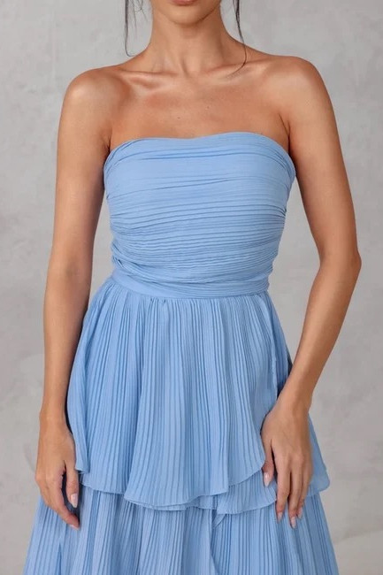 VESTIDO ESPANHA LONGO T.Q.C CAMADAS - AZUL SERENITY