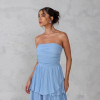 VESTIDO ESPANHA LONGO T.Q.C CAMADAS - AZUL SERENITY