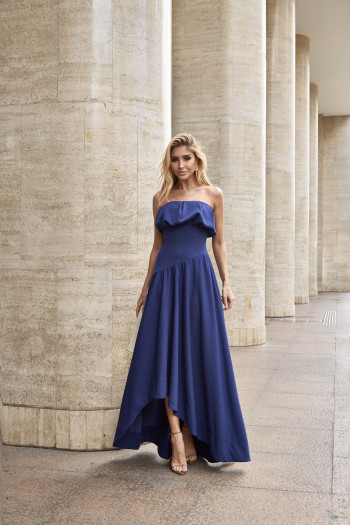 VESTIDO MIDI HELENA SAIA ASSIMÉTRICA - AZUL COBALT