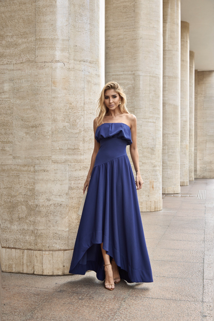 VESTIDO MIDI HELENA SAIA ASSIMÉTRICA - AZUL COBALT