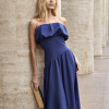 VESTIDO MIDI HELENA SAIA ASSIMÉTRICA - AZUL COBALT