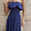 VESTIDO MIDI HELENA SAIA ASSIMÉTRICA - AZUL COBALT