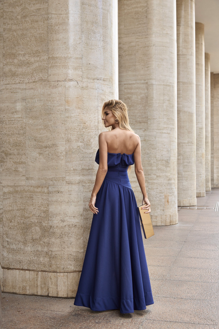 VESTIDO MIDI HELENA SAIA ASSIMÉTRICA - AZUL COBALT