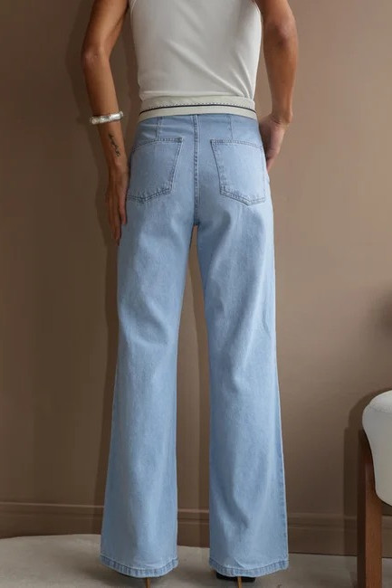 CALÇA WIDE LEG RAFA JEANS - LAVAGEM CLARA
