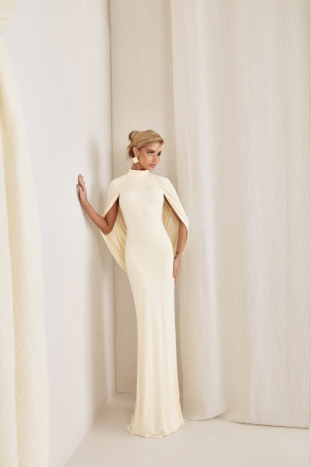 VESTIDO REBECA LONGO CAPA - CREME